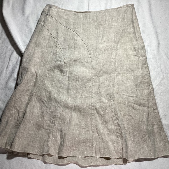 Canvasbacks Dresses & Skirts - Canvasbacks Vintage 100% Linen Paneled Midi Skirt Beige Oatmeal Made in USA 10